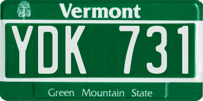 VT license plate YDK731
