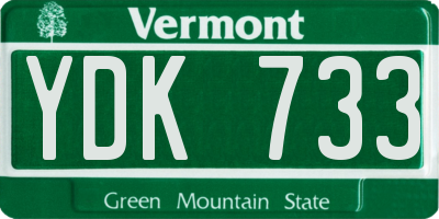 VT license plate YDK733