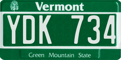 VT license plate YDK734