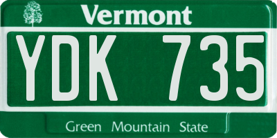 VT license plate YDK735