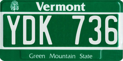 VT license plate YDK736