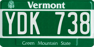 VT license plate YDK738
