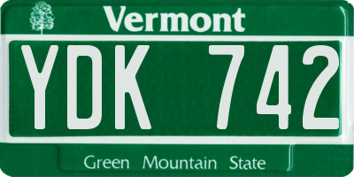 VT license plate YDK742