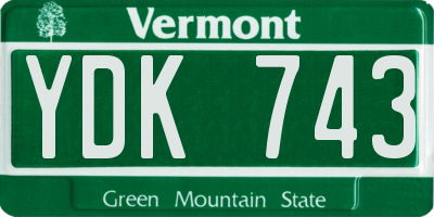 VT license plate YDK743