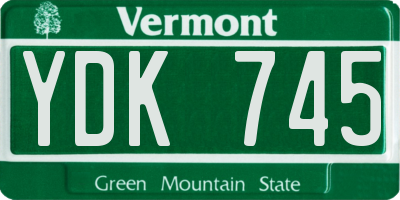 VT license plate YDK745