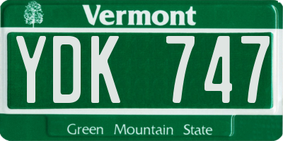 VT license plate YDK747
