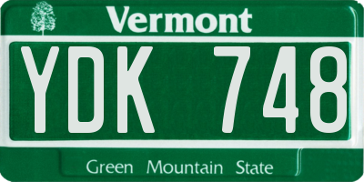 VT license plate YDK748