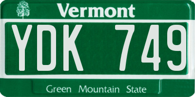 VT license plate YDK749