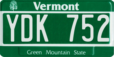 VT license plate YDK752