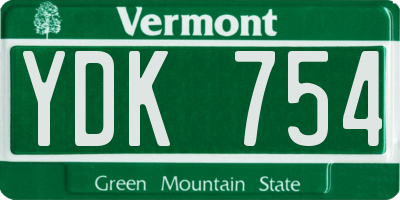 VT license plate YDK754