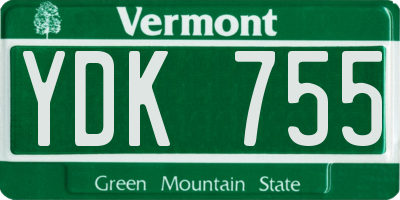 VT license plate YDK755
