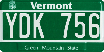 VT license plate YDK756