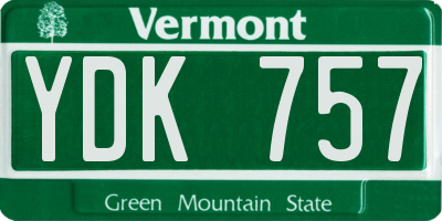 VT license plate YDK757