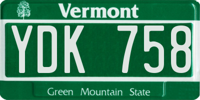 VT license plate YDK758