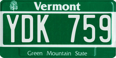 VT license plate YDK759