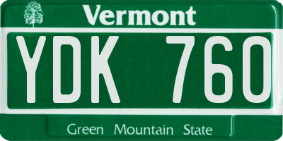 VT license plate YDK760