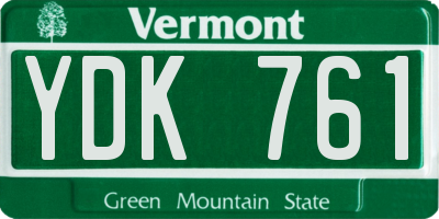 VT license plate YDK761
