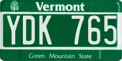 VT license plate YDK765
