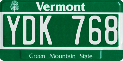 VT license plate YDK768