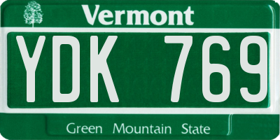 VT license plate YDK769