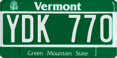 VT license plate YDK770