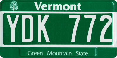 VT license plate YDK772