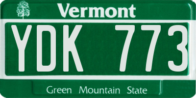 VT license plate YDK773