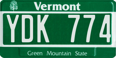 VT license plate YDK774