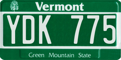VT license plate YDK775