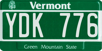 VT license plate YDK776