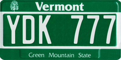 VT license plate YDK777