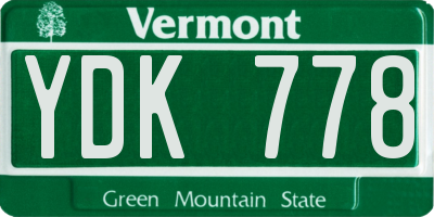 VT license plate YDK778