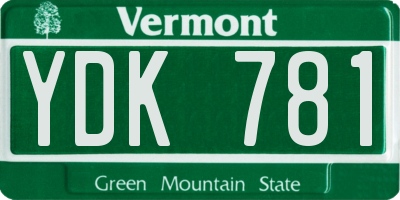 VT license plate YDK781