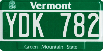 VT license plate YDK782
