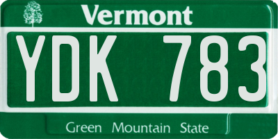 VT license plate YDK783
