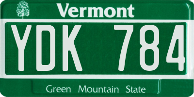 VT license plate YDK784