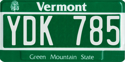 VT license plate YDK785