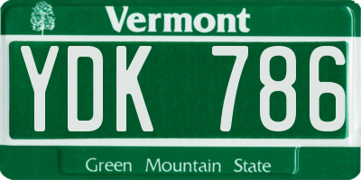VT license plate YDK786