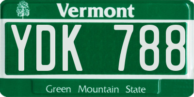 VT license plate YDK788