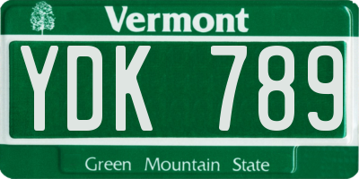 VT license plate YDK789