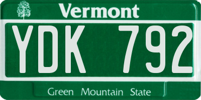 VT license plate YDK792
