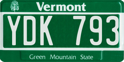 VT license plate YDK793