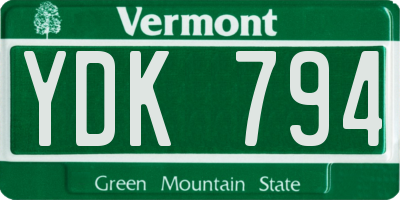 VT license plate YDK794