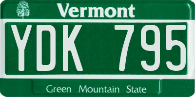 VT license plate YDK795