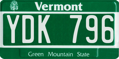 VT license plate YDK796