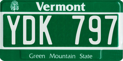VT license plate YDK797