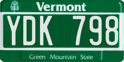 VT license plate YDK798