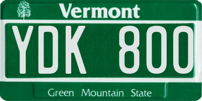 VT license plate YDK800