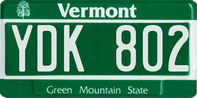 VT license plate YDK802