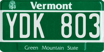 VT license plate YDK803